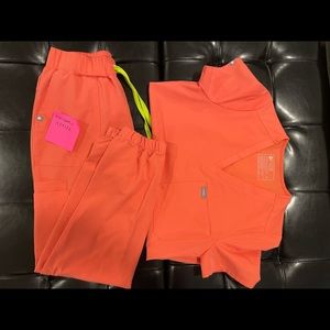 Figs Women's Scrub Set in Bright Orange